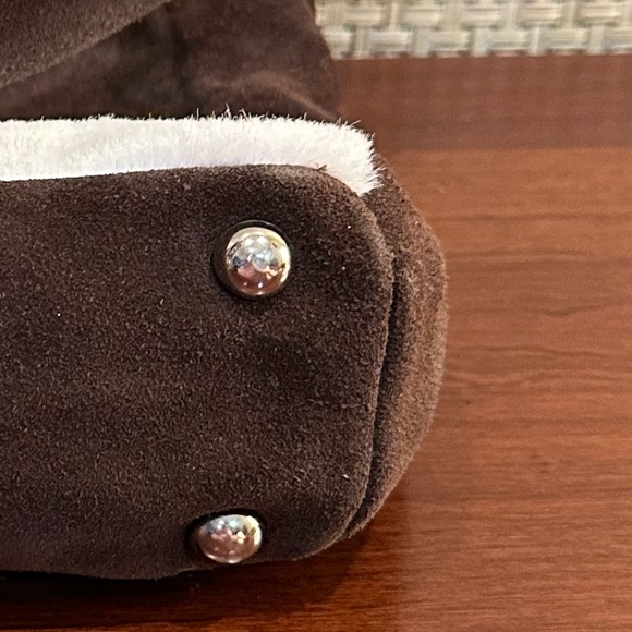 🌟HP🌟VTG 1970s-80s Dark Brown Mod Suede Pony Shoulder Bag w/ Calf Hair-On Hide - Picture 16 of 16
